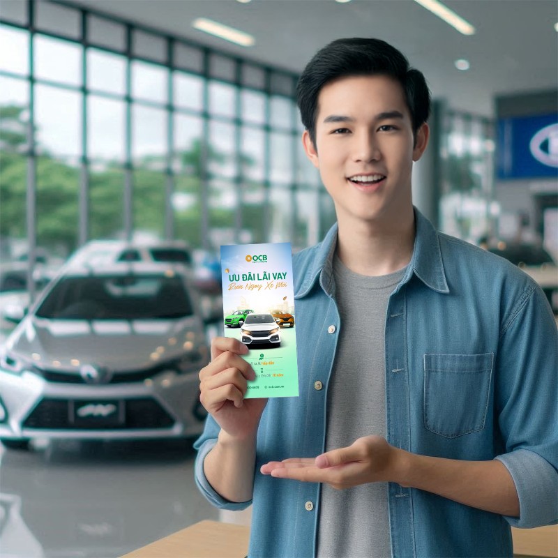 Với gói vay chỉ từ 6,2%/năm, OCB tạo điều kiện để khách hàng sở hữu chiếc ô tô phù hợp nhu cầu Mockup vay mua oto.jpg