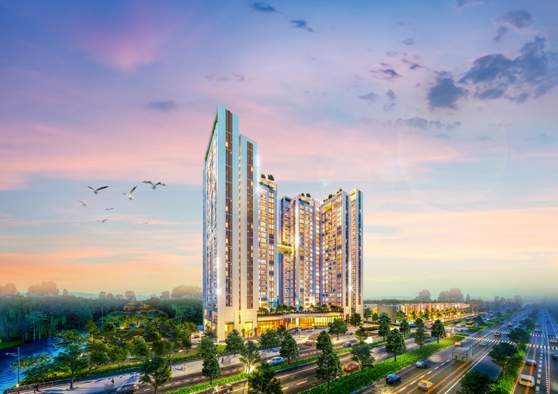 Essensia Sky kết nối với không gian xanh, sông nước yên bình phía sau . Ảnh: Tange Associates. ENSG_PV_01_Tongthe_3 6_RV.jpg