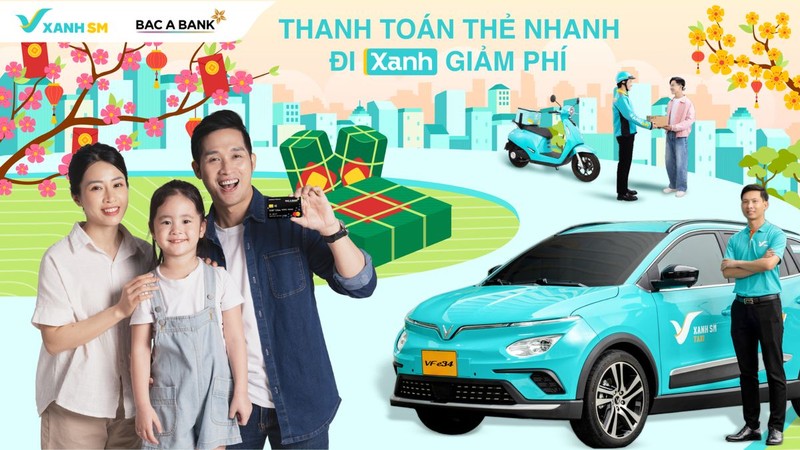 Giảm tới 30% khi đặt xanh SM cho chủ thẻ tín dụng Bac A Bank 