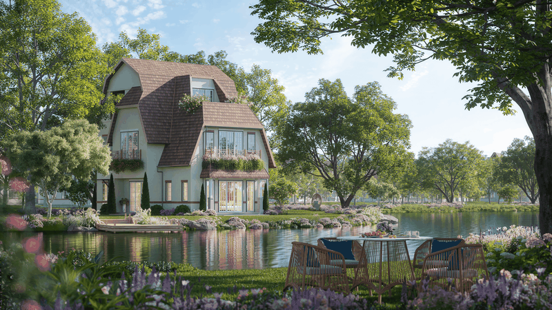 90% các căn biệt thự đều có tầm “view” mặt nước ECO VINH_TABLE_MORNING-min.png