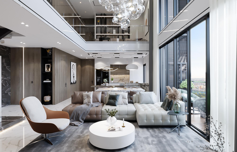Căn Duplex “lên sóng” livestream số 2 là một trong những căn hộ đẹp nhất dự án, với 3 phòng ngủ, diện tích sử dụng hơn 155m2, thiết kế thông tầng đẳng cấp, trần cao và tầm view panorama đắt giá như một biệt thự trên không. Với nội thất hoàn thiện liền tường cao cấp, khách hàng có thể vào ở hoặc cho thuê ngay - một lợi thế vượt trội so với các dự án đang mở bán khác vẫn trong quá trình thi công Picture1.png