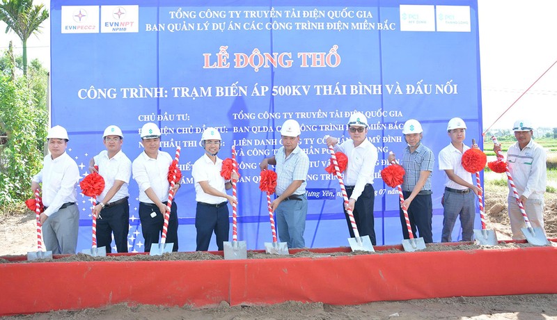 Đại diện các đơn vị liên quan thực hiện nghi thức triển khai thi công dự án Đại diện các đơn vị liên quan thực hiện nghi thức triển khai thi công dự án