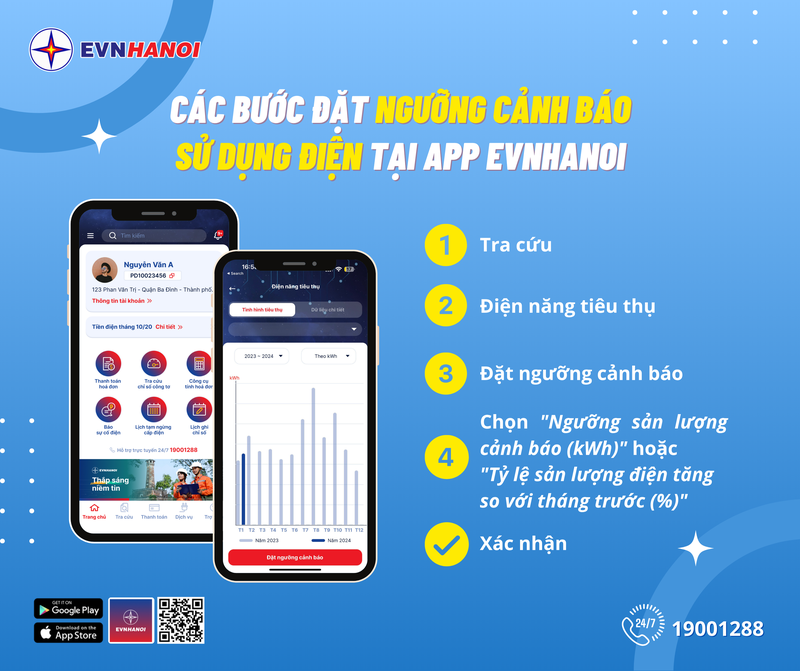 Tính năng “Đặt ngưỡng cảnh báo” trên App EVNHANOI cài đặt ngưỡng cảnh báo.png