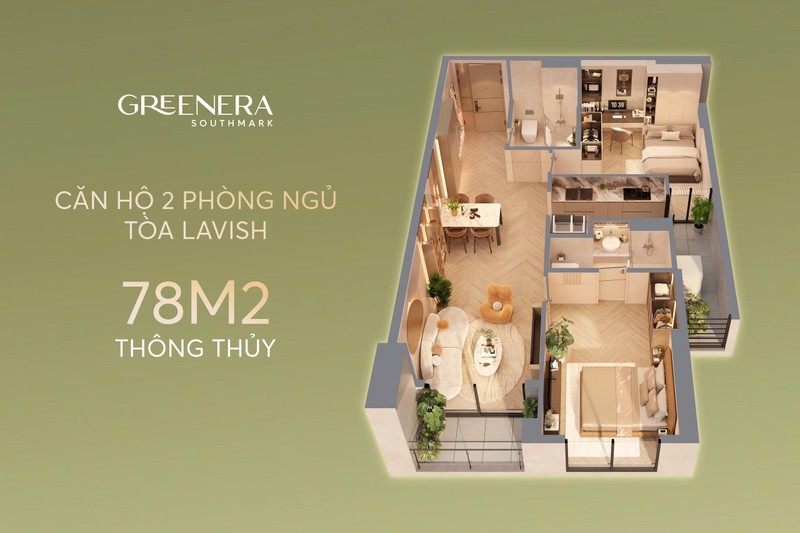 Với diện tích thông thủy gần 80m², căn hộ được thiết kế khoa học, không có không gian chết, từng mét vuông đều được tối ưu công năng, đảm bảo không gian sinh hoạt rộng rãi, tách biệt hợp lý giữa khu vực chung và riêng tư. Anh so 2.jpg