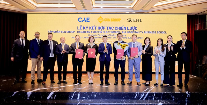 Sun Group “bắt tay” với 2 đối tác quốc tế hàng đầu trong lĩnh vực đào tạo hàng không và quản trị khách sạn là CAE và EHL Sun Group EHL CAE (1).jpg