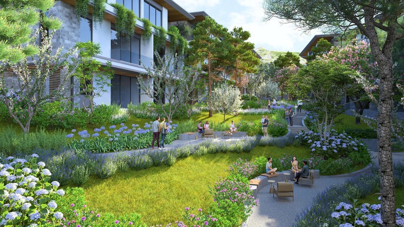 Không gian sống tại Thanh Xuan Valley được rộng mở tối đa, khuyến khích cư dân kết nối với thiên nhiên nguyên bản. Ảnh: Không gian xanh sau nhà tại phân khu Spring Residences. z7021405215769_494d996c3289dcb4574053155c5130e3.jpg