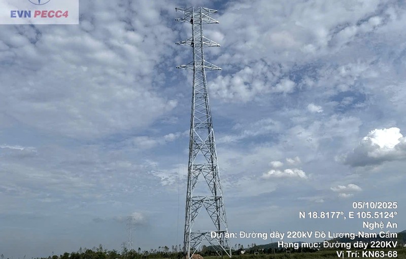 Thi công kéo dây Dự án đường dây 220kV Đô Lương – Nam Cấm Thi công kéo dây Dự án đường dây 220kV Đô Lương – Nam Cấm