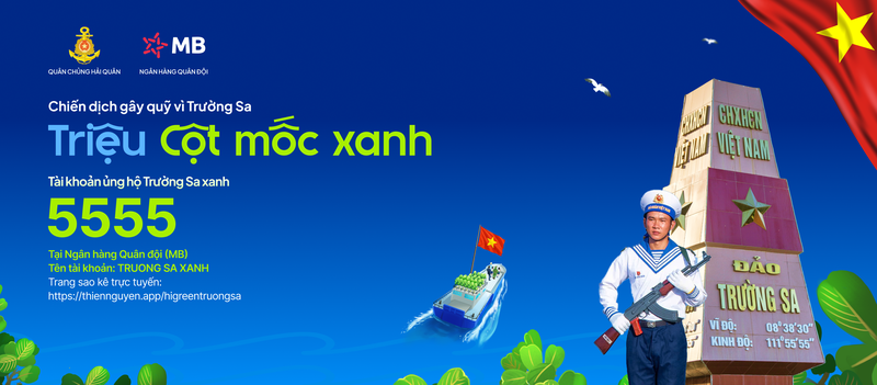 Dù hiếm khi có cơ hội được đặt chân tới Trường Sa nhưng mỗi người Việt Nam đều có thể “hóa thân” thành chiến sĩ Hải quân góp cây vượt sóng ra đảo xa. Cover Fb.png