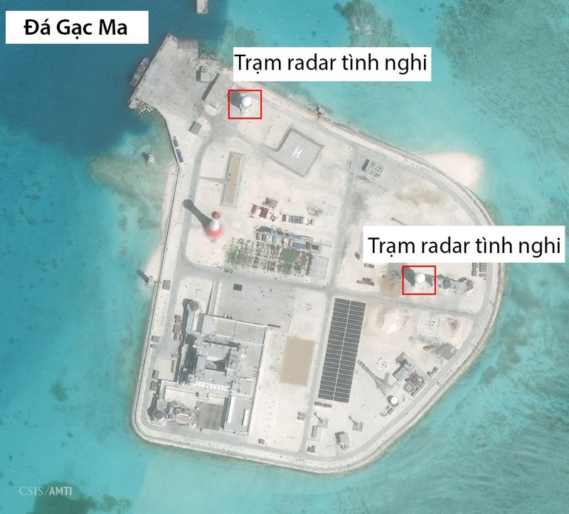 Trung Quốc đã triển khai nhiều vũ khí, thiết bị quân sự trên Đá Gạc Ma ở quần đảo Trường Sa