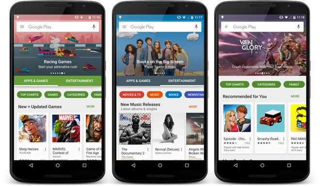 Tháng 5 năm 2014, Google Play được cập nhật mới, bổ sung các thông tin chi tiết của nội dung tải về, bao gồm vị trí xếp hạng và kích thước tệp. Tháng 5 năm 2014, Google Play được cập nhật mới, bổ sung các thông tin chi tiết của nội dung tải về, bao gồm vị trí xếp hạng và kích thước tệp.