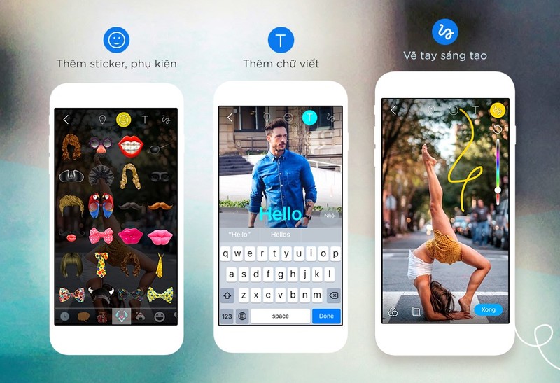Người dùngcó thể tùy ý cắt hình, xoay hình, filter màu sắc, chèn thêm background, chèn sticker, phụ kiện, văn bản, vẽ thêm, chú thích cho ảnh hoặc đoạn video của mình. Thậm chí, người dùng có thể lưu hình ảnh và video lại để chia sẻ trên các nền tảng khác.