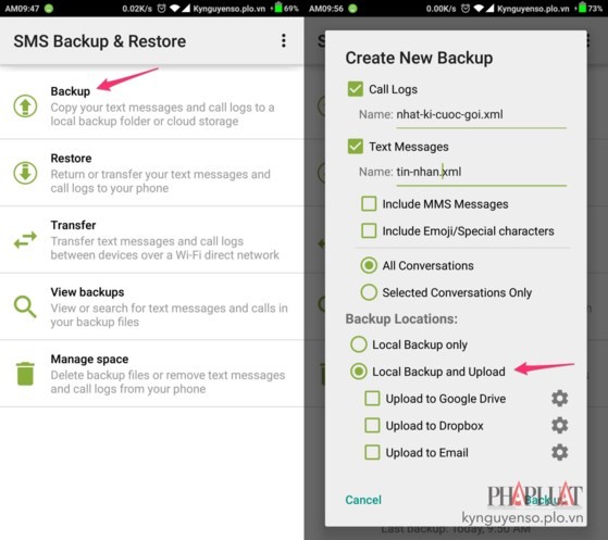 2 cách khôi phục tin nhắn đã xóa trên smartphone ảnh 5 2 cách khôi phục tin nhắn đã xóa trên smartphone ảnh 5