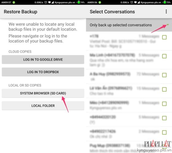 2 cách khôi phục tin nhắn đã xóa trên smartphone ảnh 6 2 cách khôi phục tin nhắn đã xóa trên smartphone ảnh 6