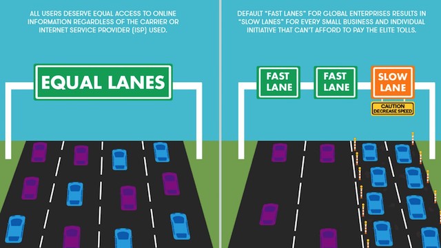 Internet ở Mỹ nếu bỏ Net Neutrality thì sẽ giống như những con đường có làn ưu tiên tốc độ và làn xe chậm, không còn bình đẳng như trước.