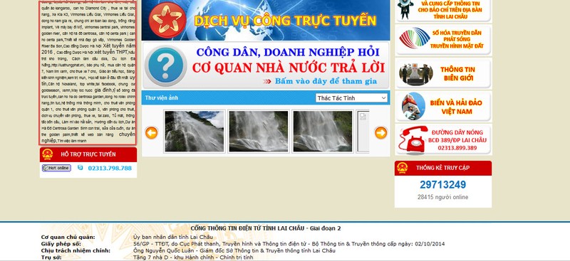 Ảnh chụp màn hình website Cổng thông tin Lai Châu