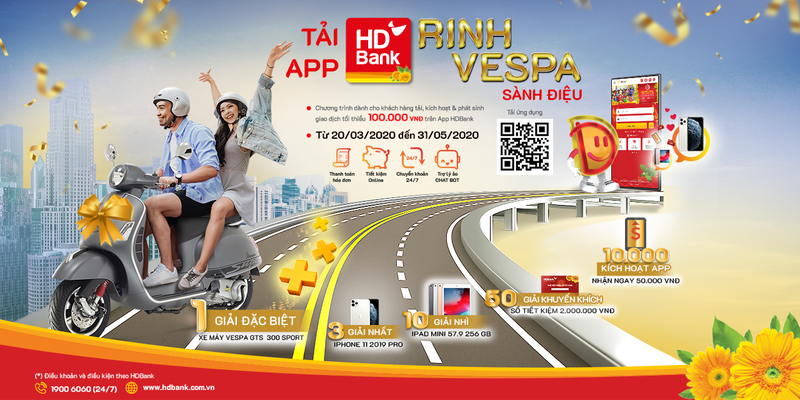 Chương trình “Tải App HDBank – Rinh Vespa sành điệu”