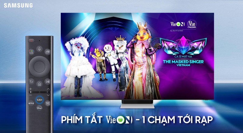 Phím VieON nằm ở vị trí trung tâm trên điều khiển TV Samsung Phím VieON nằm ở vị trí trung tâm trên điều khiển TV Samsung