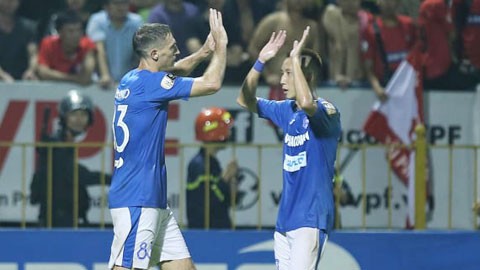 Văn Quyết, Tuấn Mạnh- thủ lĩnh đích thực của Hà Nội, S.Khánh Hòa ảnh 3 Anh chính là “thần tài” của đội bóng đất Mỏ. Ảnh VPF.