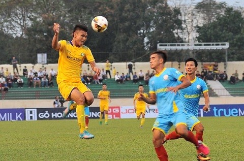 Xuân Mạnh (SLNA) đã trở lại tập luyện và có thể ra sân. Ảnh SLFC.