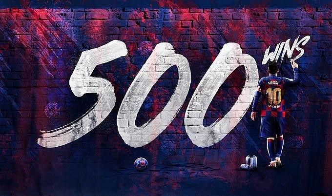 Messi đã lập kỷ lục vô tiền khoáng hậu khi chính thức chạm cột mốc 500 chiến thắng trong màu áo Barcelona và đồng thời trở thành cầu thủ đầu tiên trong lịch sử bóng đá Tây Ban Nha giành 500 chiến thắng. Ảnh CLB Messi đã lập kỷ lục vô tiền khoáng hậu khi chính thức chạm cột mốc 500 chiến thắng trong màu áo Barcelona và đồng thời trở thành cầu thủ đầu tiên trong lịch sử bóng đá Tây Ban Nha giành 500 chiến thắng. Ảnh CLB