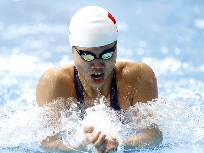 Kình ngư Ánh Viên cũng thi đấu không thành công. Ảnh TTXVN