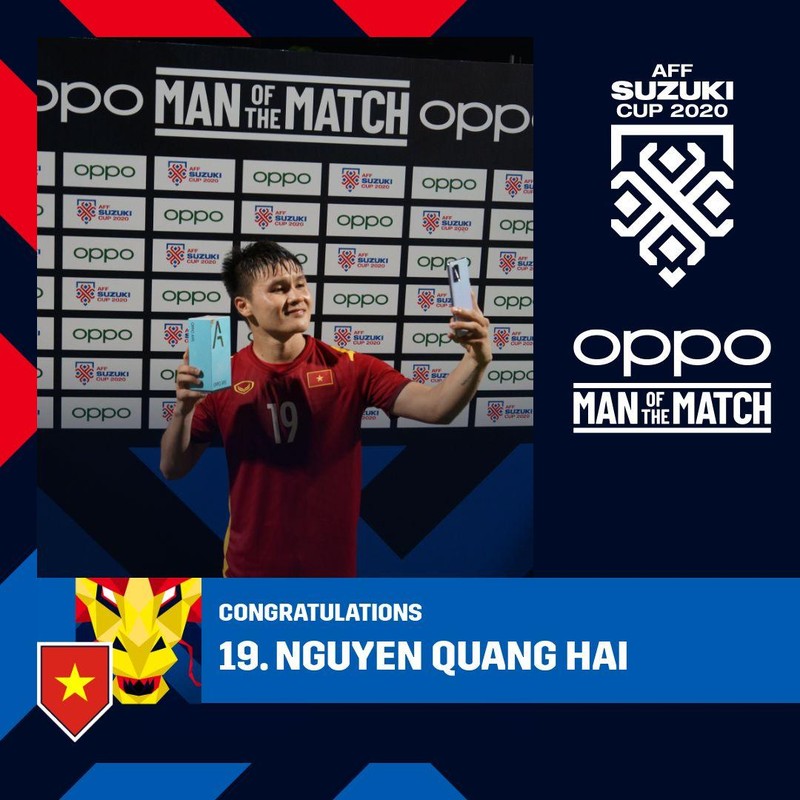Quang Hải trở thành cầu thủ xuất sắc nhất trận đấu. Ảnh VFF Quang Hải trở thành cầu thủ xuất sắc nhất trận đấu. Ảnh VFF