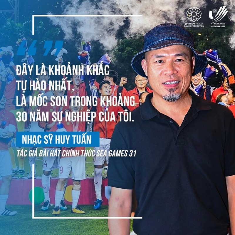 "Tôi rất tự hào vì tác phẩm của mình được chọn trong hàng trăm bài gửi đến Ban tổ chức. Thực sự, đây là khoảnh khắc tự hào nhất, là mốc son traong khoảng 30 năm sự nghiệp của tôi. Tôi hy vọng ca khúc sẽ được mọi người trong nước và quốc tế đón nhận". Ảnh BTC "Tôi rất tự hào vì tác phẩm của mình được chọn trong hàng trăm bài gửi đến Ban tổ chức. Thực sự, đây là khoảnh khắc tự hào nhất, là mốc son traong khoảng 30 năm sự nghiệp của tôi. Tôi hy vọng ca khúc sẽ được mọi người trong nước và quốc tế đón nhận". Ảnh BTC