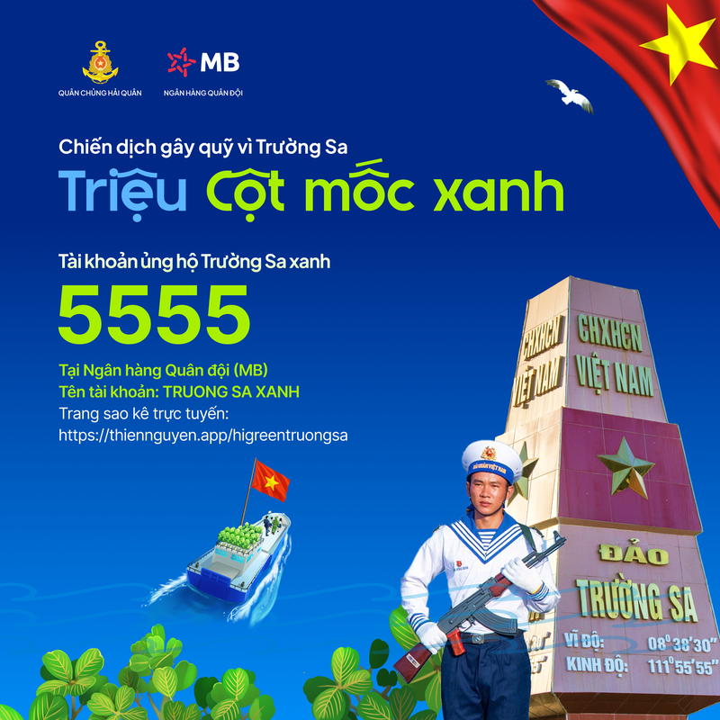 Dù hiếm khi có cơ hội được đặt chân tới Trường Sa nhưng mỗi người Việt Nam đều có thể “hóa thân” thành chiến sĩ Hải quân góp cây vượt sóng ra đảo xa. Ảnh Post Group + Fanpage.png