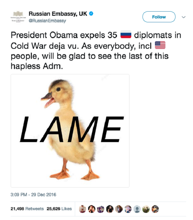 Chết cười với những lần chính phủ Nga “troll” Mỹ và Anh trên Twitter ảnh 1 Chết cười với những lần chính phủ Nga “troll” Mỹ và Anh trên Twitter ảnh 1