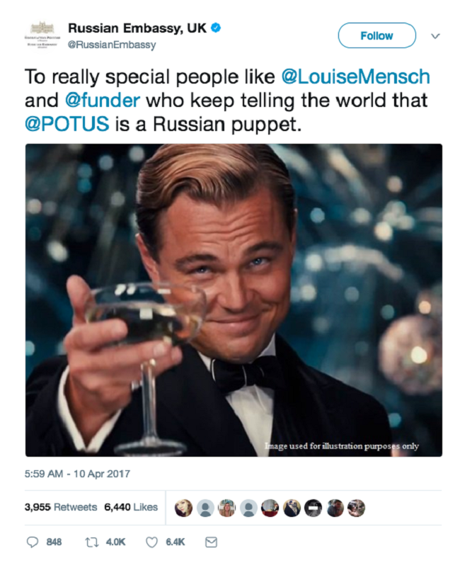 Chết cười với những lần chính phủ Nga “troll” Mỹ và Anh trên Twitter ảnh 8 Chết cười với những lần chính phủ Nga “troll” Mỹ và Anh trên Twitter ảnh 8