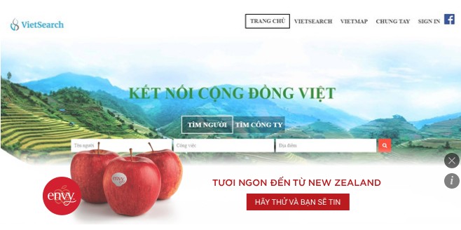 Mạng lưới Vietsearch kết nối cộng đồng người Việt (ảnh chụp màn hình)
