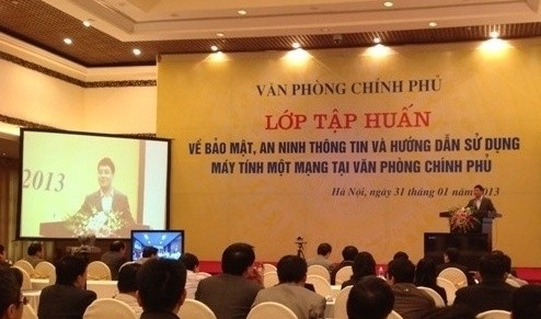 Một khóa tập huấn về an ninh thông tin của Văn phòng Chính phủ. Ảnh: VPCP