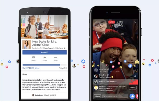 Tính năng mới của Facebook cho phép người dùng tổ chức quyên góp từ thiện.