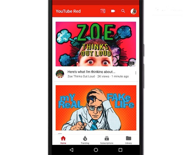 Giao diện YouTube mới trên Android