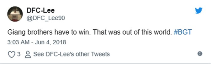 "Anh em họ Giang xứng đáng chiến thắng.Màn trình diễn chưa từng có trên thế giới" "Anh em họ Giang xứng đáng chiến thắng.Màn trình diễn chưa từng có trên thế giới"