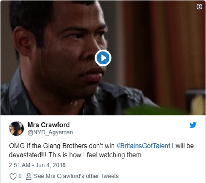 "Chúa ơi, nếu anh em họ Giang không giành chiến thắng, tôi sẽ chết mất. Thật cảm xúc khi xem họ trình diễn..." "Chúa ơi, nếu anh em họ Giang không giành chiến thắng, tôi sẽ chết mất. Thật cảm xúc khi xem họ trình diễn..."