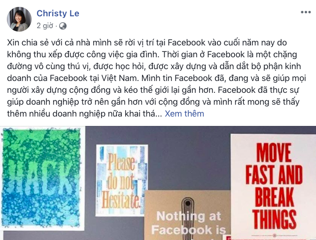 bà Kiều Trang thông báo mình sẽ rời Facebook