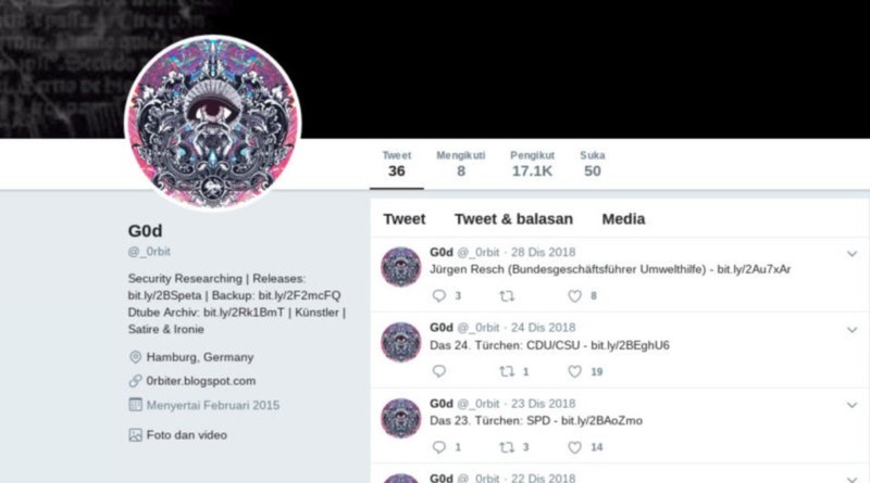 Tài khoản 0rbit trên Twitter là nơi sinh viên Đức tiết lộ thông tin cá nhân của những người nổi tiếng Tài khoản 0rbit trên Twitter là nơi sinh viên Đức tiết lộ thông tin cá nhân của những người nổi tiếng