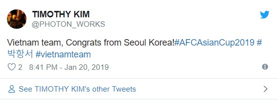 Đội tuyển Việt Nam, xin gửi lời chúc mừng các bạn từ Hàn Quốc! Đội tuyển Việt Nam, xin gửi lời chúc mừng các bạn từ Hàn Quốc!