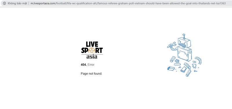 Link bài viết trên livesportasia.com đã bị gỡ bỏ Link bài viết trên livesportasia.com đã bị gỡ bỏ