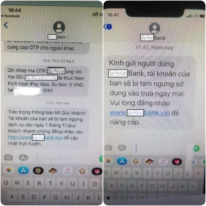 Một dạng tin nhắn lừa đảo (ảnh: Bộ Công an) Một dạng tin nhắn lừa đảo (ảnh: Bộ Công an)