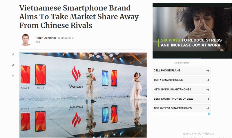 Bài viết về Vsmart trên Forbes