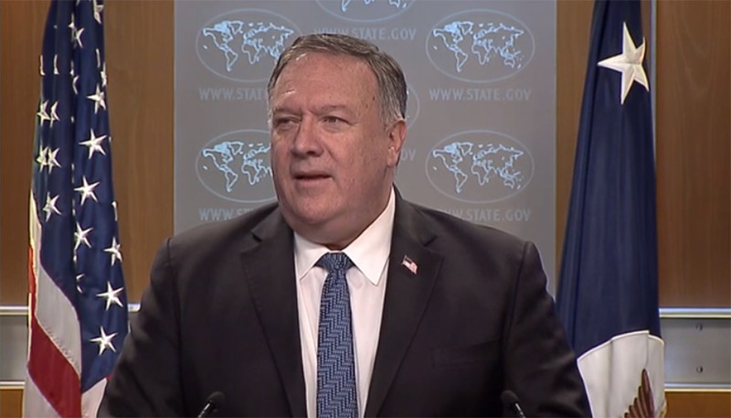 Ngoại trưởng Mỹ Mike Pompeo tại buổi họp báo hôm 6/8