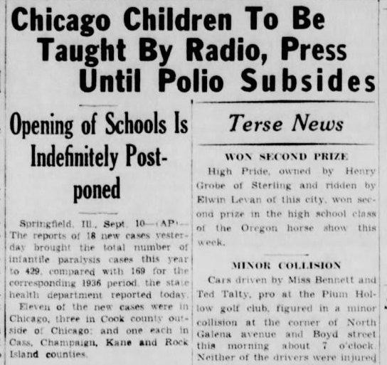 Báo chí thời đó đưa tin về việc học sinh sẽ học qua radio