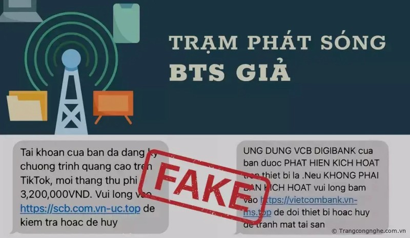 Nhiều tin nhắn giả được phát tán từ các trạm phát sóng giả của kẻ xấu