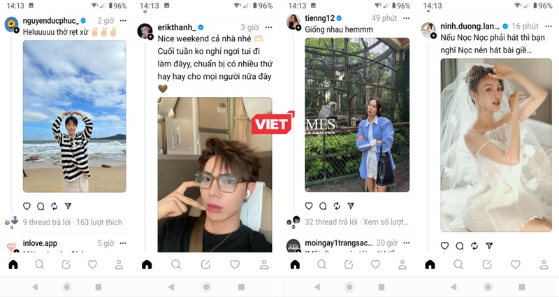 Các sao Việt đã sử dụng mạng xã hội Threads