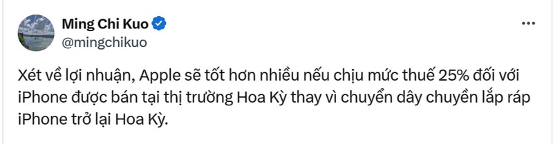Nhận định của ông Ming-Chi Kuo đăng tải trên mạng xã hội X (Twitter cũ) nhan xet cua MIng Chi Kuo tren X.jpg
