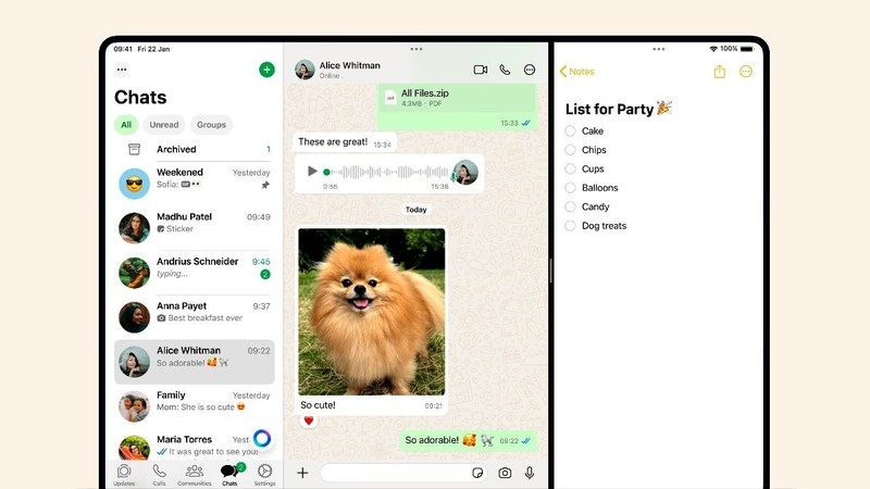 Ứng dụng WhatsApp trên iPad. Ảnh: Phone Arena WhatsApp iPad - Phone Arena.jpg