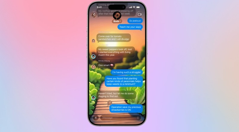 Tin nhắn có hình nền tùy chỉnh. Ảnh: Apple tin nhan co hinh nen tuy chỉnh - Apple.jpg