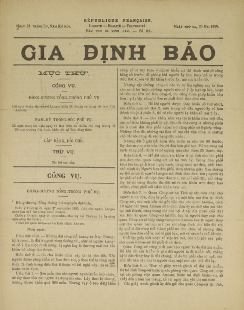 Gia định báo số 22, ra ngày 30/5/1899 Gia Dinh bao.jpg